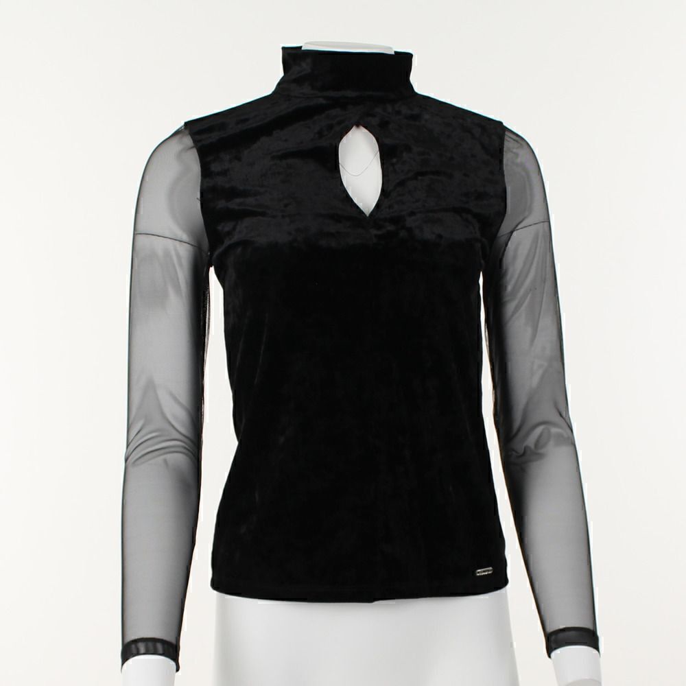 DKNY Black Long Sleeve Semi Sheer blouse